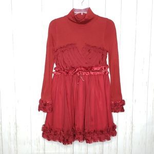 Alaroo Frill Velvet Trim Lonngsleeve Dress Size Medium
